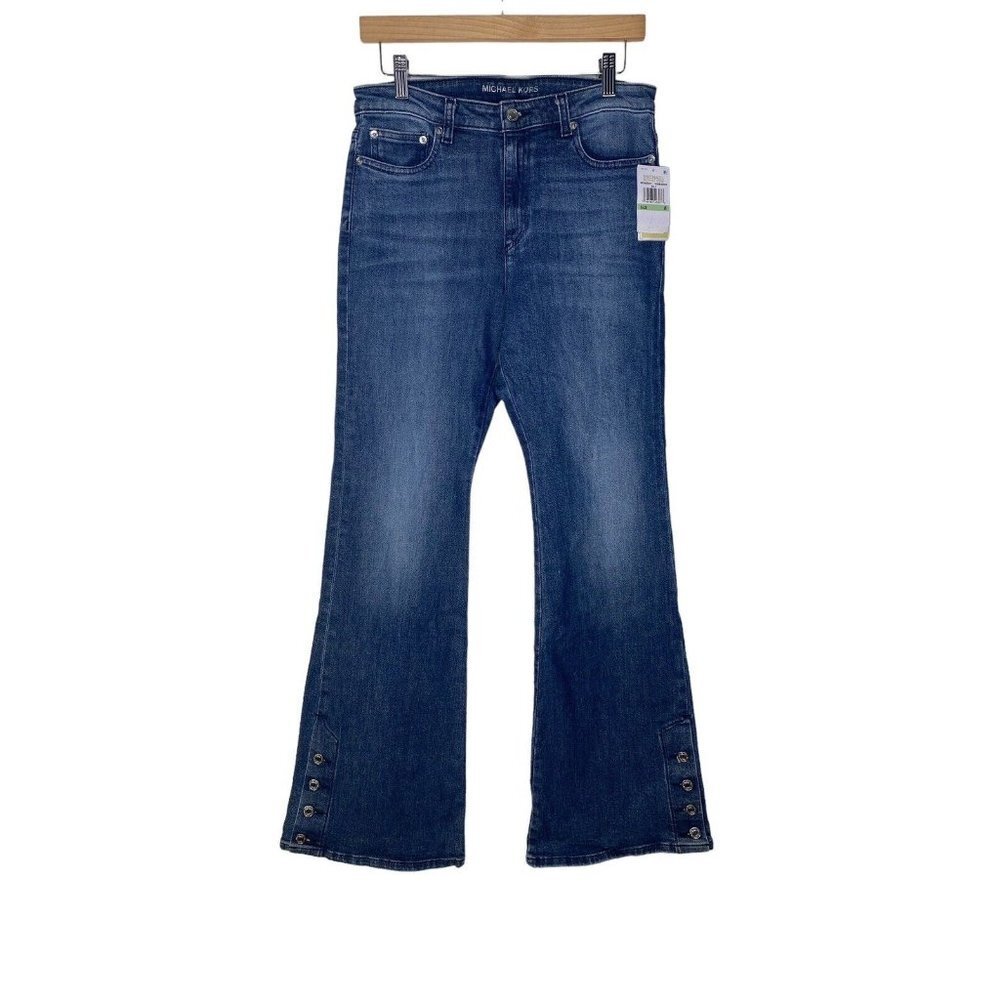 MICHAEL Michael Kors Selma Shank Flared Jeans Blue‎ Pockets Size 8